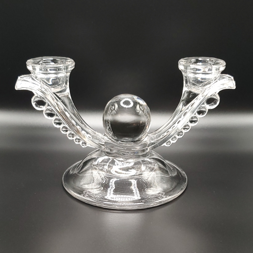 Double Light Candlesticks Teardrop Clear by DUNCAN & MILLER